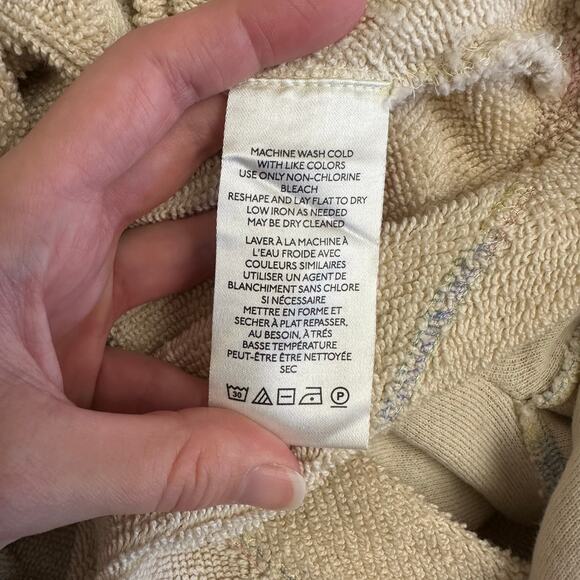 Free People Cream Cropped Boxy Cardigan L Rainbow Stitch Oversized Top - Picture 9 of 10